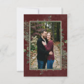 Elegant Winter Berries Pine Burgundy Wedding Photo セーブザデート (正面)