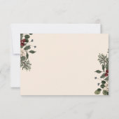 Elegant Winter Berries & Pine Ivory Wedding 出欠カード (裏面)