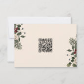 Elegant Winter Berries & Pine Ivory Wedding QR 出欠カード (裏面)