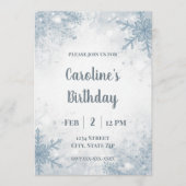 Elegant Winter Birthday Invitation – Snowflakes 招待状 (正面)