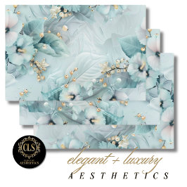 Elegant Winter Blue Florals Luxe Aesthetics ラッピングペーパーシート