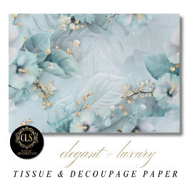 Elegant Winter Blue Florals Luxe Aesthetics  薄葉紙