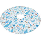 Elegant Winter Blue Watercolor Pattern ブラッシュドポリエステルツリースカート (アングル)