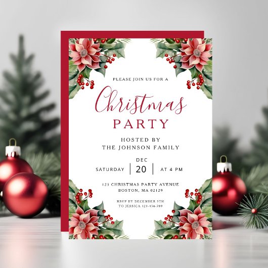 Elegant Winter Botanical Christmas Party  招待状