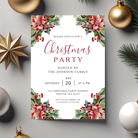 Elegant Winter Botanical Christmas Party  招待状