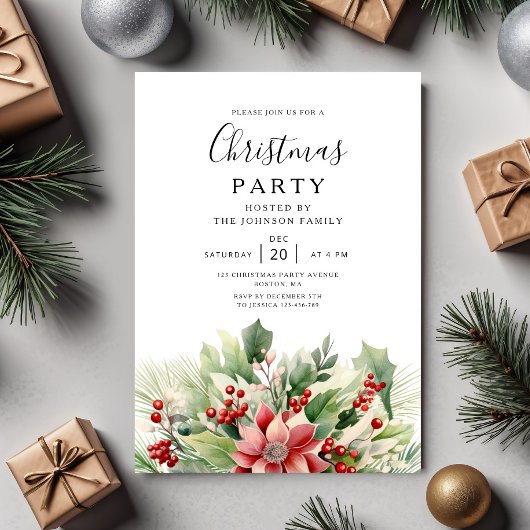 Elegant Winter Botanical Christmas Party  招待状