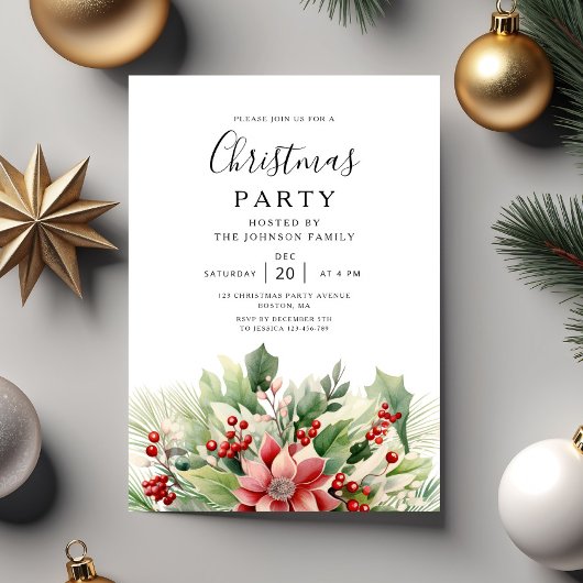 Elegant Winter Botanical Christmas Party  招待状