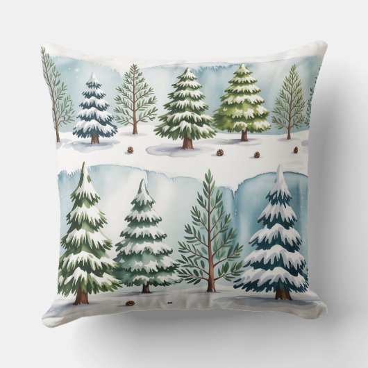 Elegant Winter Botanical Christmas Pillow クッション (裏面)