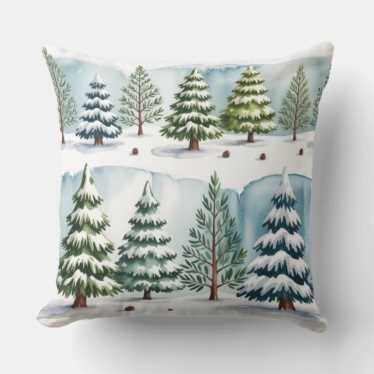 Elegant Winter Botanical Christmas Pillow クッション (正面)