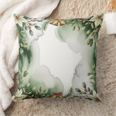 Elegant Winter Botanical Christmas Pillow クッション (ブランケット)