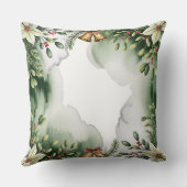 Elegant Winter Botanical Christmas Pillow クッション (裏面)