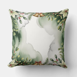 Elegant Winter Botanical Christmas Pillow クッション