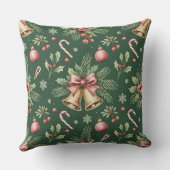 Elegant Winter Botanical Christmas Pillow クッション (裏面)
