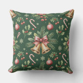 Elegant Winter Botanical Christmas Pillow クッション (正面)