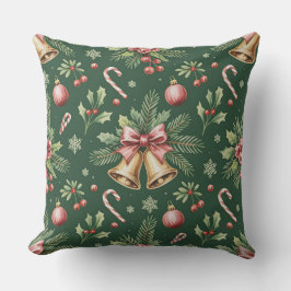 Elegant Winter Botanical Christmas Pillow クッション