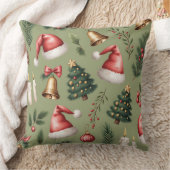 Elegant Winter Botanical Christmas Pillow クッション (ブランケット)