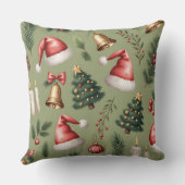 Elegant Winter Botanical Christmas Pillow クッション (裏面)