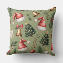Elegant Winter Botanical Christmas Pillow クッション