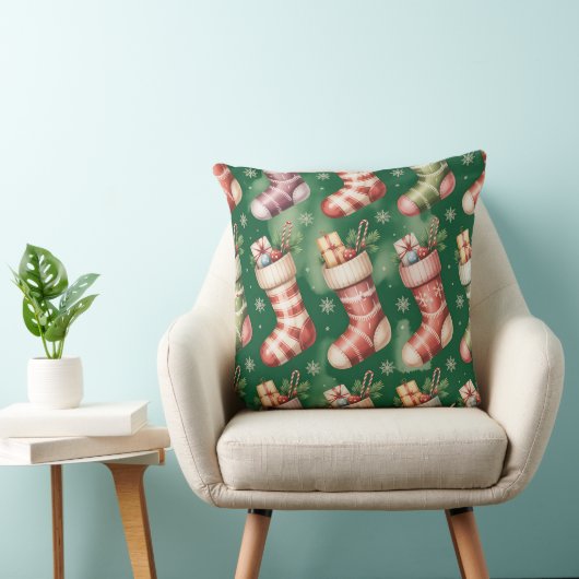 Elegant Winter Botanical Christmas Pillow クッション (椅子)