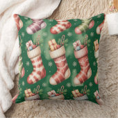 Elegant Winter Botanical Christmas Pillow クッション (ブランケット)