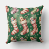 Elegant Winter Botanical Christmas Pillow クッション (裏面)