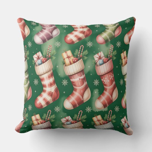 Elegant Winter Botanical Christmas Pillow クッション (正面)