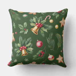 Elegant Winter Botanical Christmas Pillow クッション