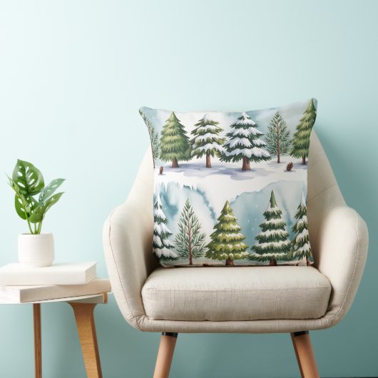 Elegant Winter Botanical Christmas Pillow クッション (椅子)
