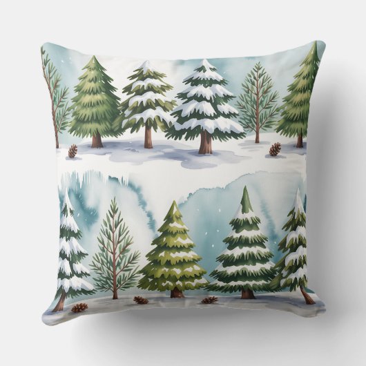 Elegant Winter Botanical Christmas Pillow クッション (裏面)