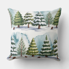 Elegant Winter Botanical Christmas Pillow クッション
