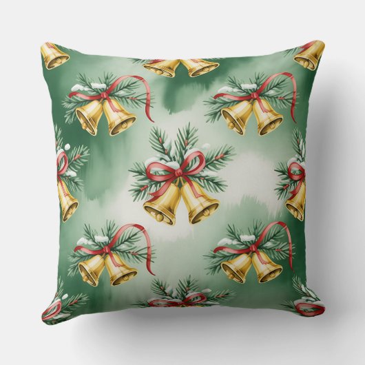 Elegant Winter Botanical Christmas Pillow クッション (裏面)