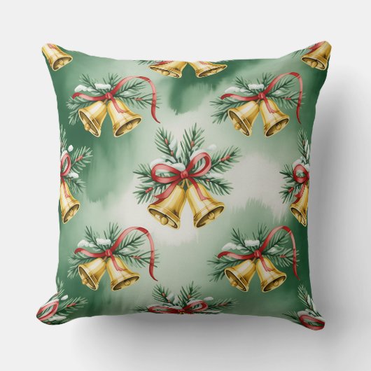 Elegant Winter Botanical Christmas Pillow クッション (正面)