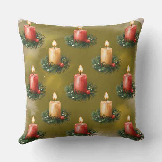 Elegant Winter Botanical Christmas Pillow クッション (裏面)