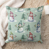 Elegant Winter Botanical Christmas Pillow クッション (ブランケット)