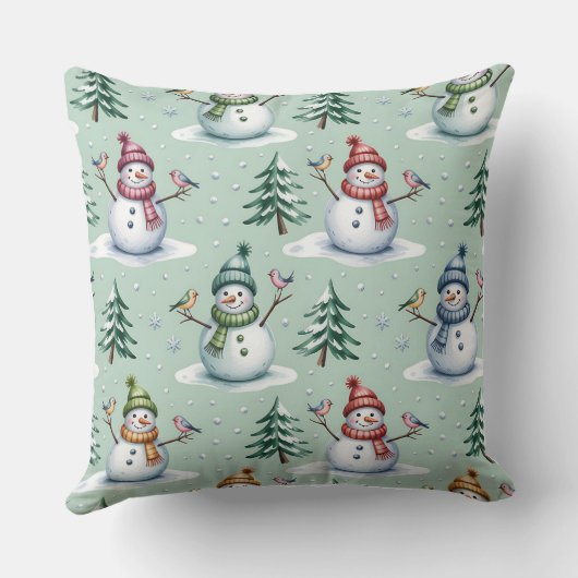 Elegant Winter Botanical Christmas Pillow クッション (裏面)