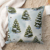Elegant Winter Botanical Christmas Pillow クッション (ブランケット)