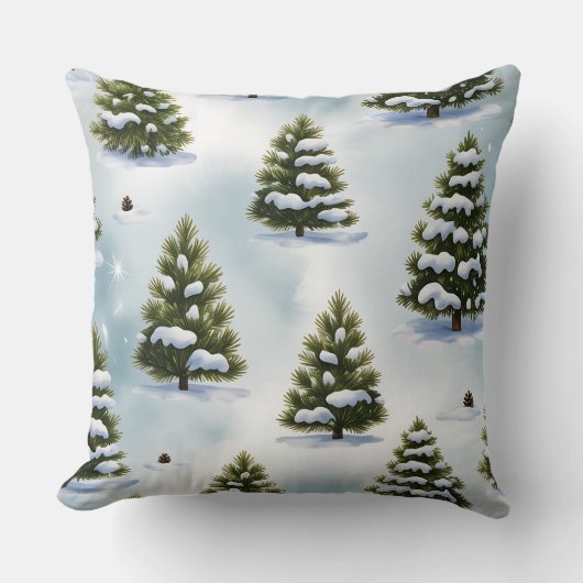 Elegant Winter Botanical Christmas Pillow クッション (正面)
