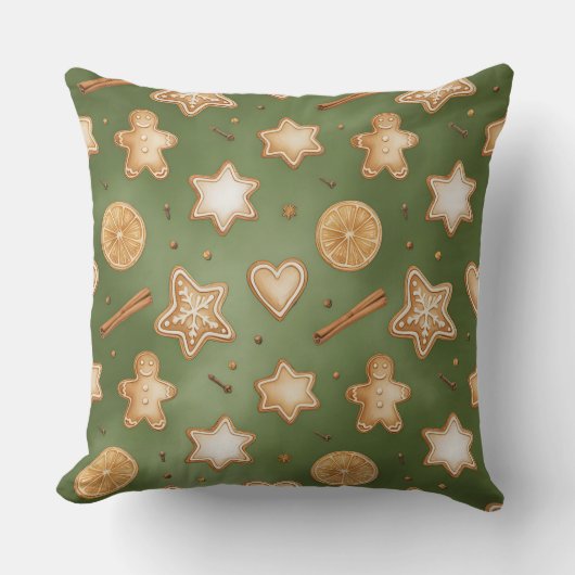 Elegant Winter Botanical Christmas Pillow クッション (正面)