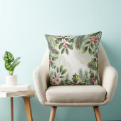 Elegant Winter Botanical Christmas Pillow クッション (椅子)