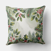 Elegant Winter Botanical Christmas Pillow クッション (裏面)