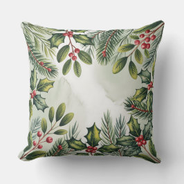 Elegant Winter Botanical Christmas Pillow クッション