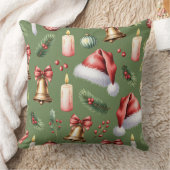 Elegant Winter Botanical Christmas Pillow クッション (ブランケット)
