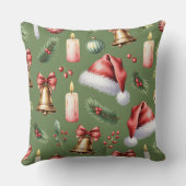 Elegant Winter Botanical Christmas Pillow クッション (裏面)