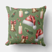 Elegant Winter Botanical Christmas Pillow クッション (正面)
