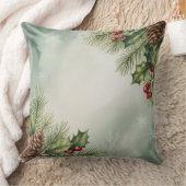 Elegant Winter Botanical Christmas Pillow クッション (ブランケット)