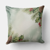 Elegant Winter Botanical Christmas Pillow クッション (裏面)