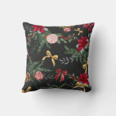 Elegant Winter Botanical Greenery and Bow Pattern クッション (裏面)