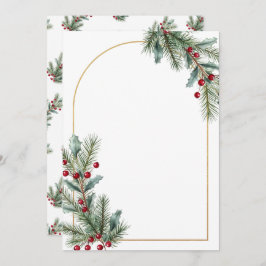 Elegant Winter Botanical Wedding Invitation  招待状