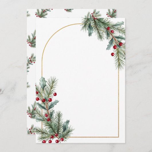 Elegant Winter Botanical Wedding Invitation  招待状 (正面/裏面)