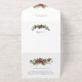 Elegant Winter Botanical Wreath 2-Photo Foil オールインワン招待状 (外側)